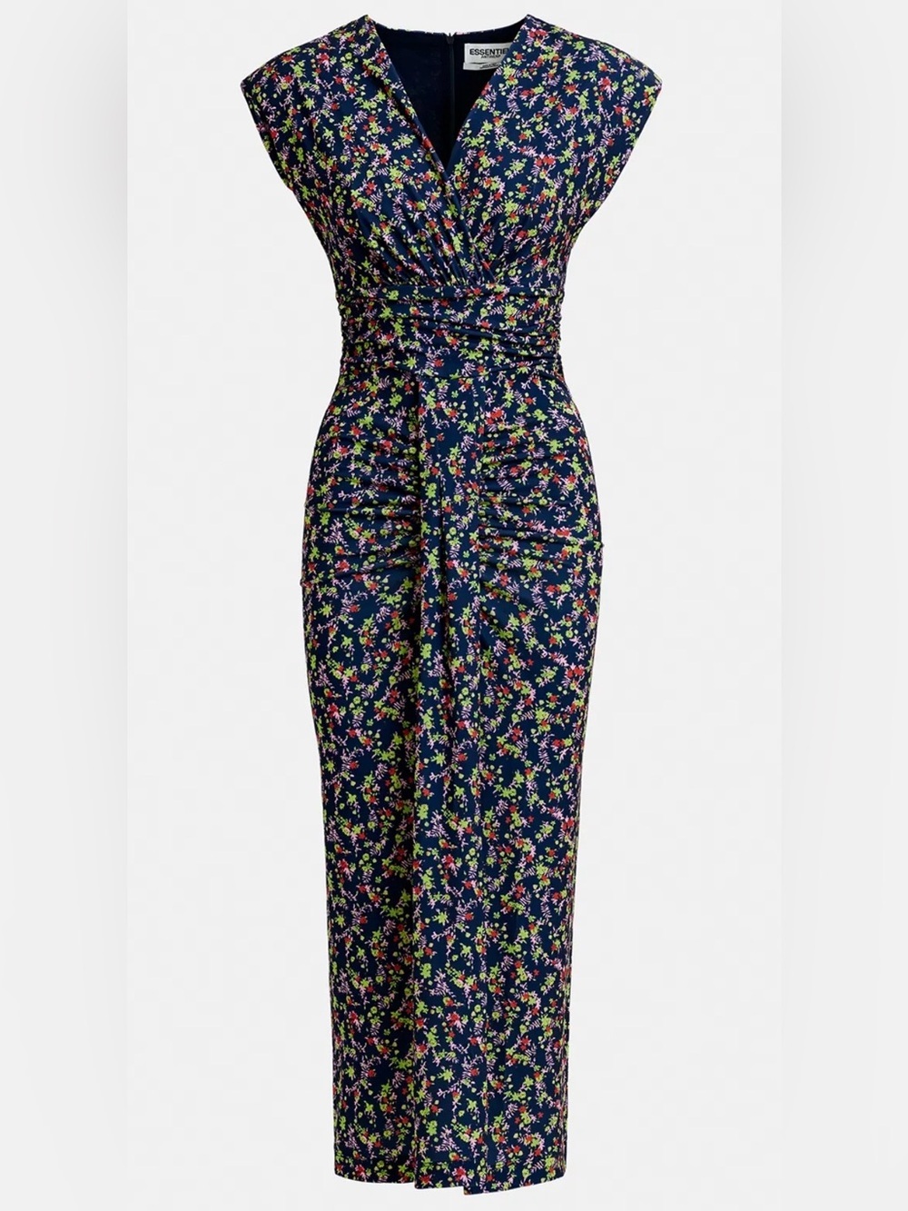 NWT Essentiel Antwerp Hewing Dress Nightshade Floral Wrap V-Neck Midi XS